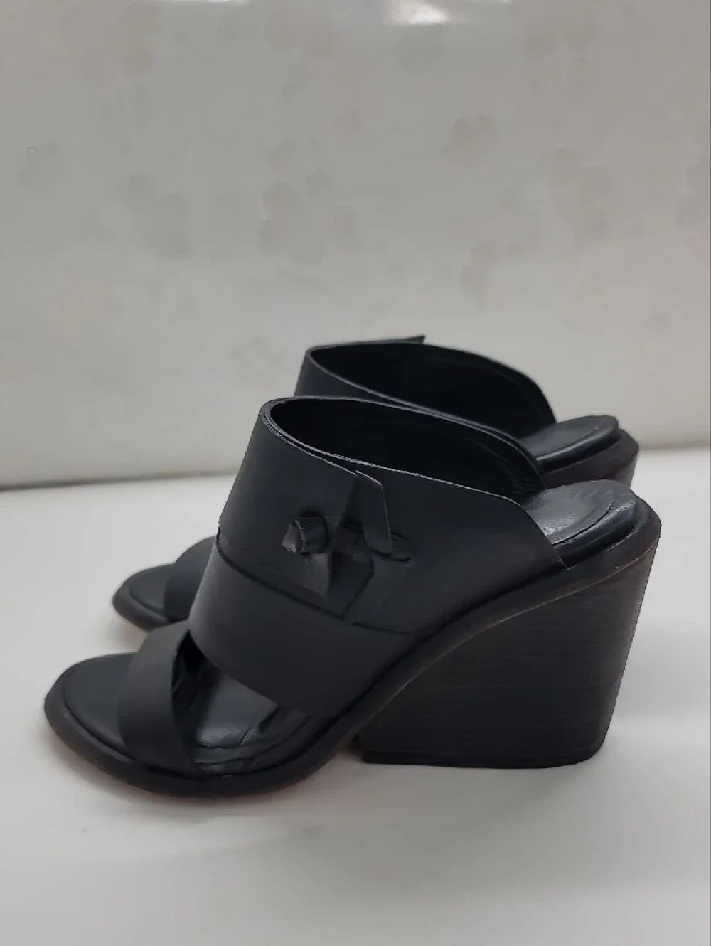 Wal & Pai Black Cole Wedge Heels Size 37 US 7